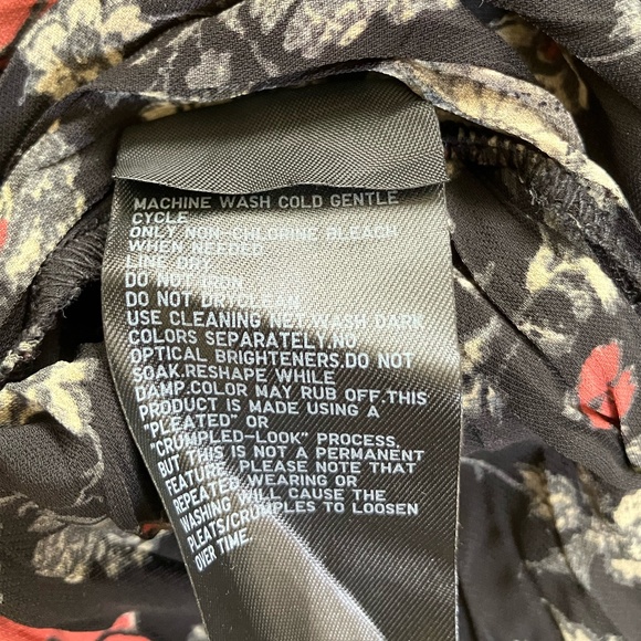 UNIQLO x INES DE LA FRESSANGE Black Floral Pleated Crinkled Top Blouse XS - Picture 4 of 6